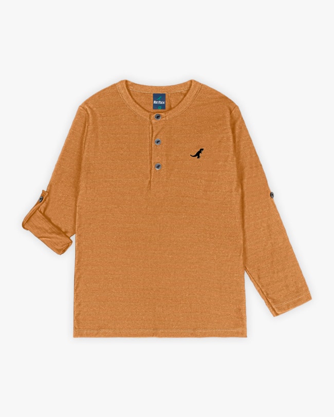 Camiseta Infantil Masculina Manga Longa com Botões - ReiRex - Gengibre-dc6da656-26b6-4ca1-8560-efa38a50da0d