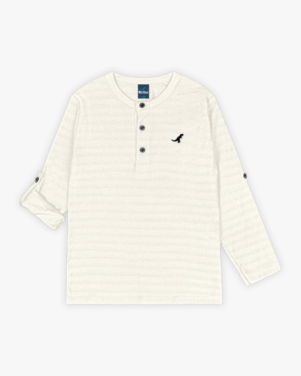 Camiseta Infantil Masculina Manga Longa com Botões - ReiRex - Natural-10