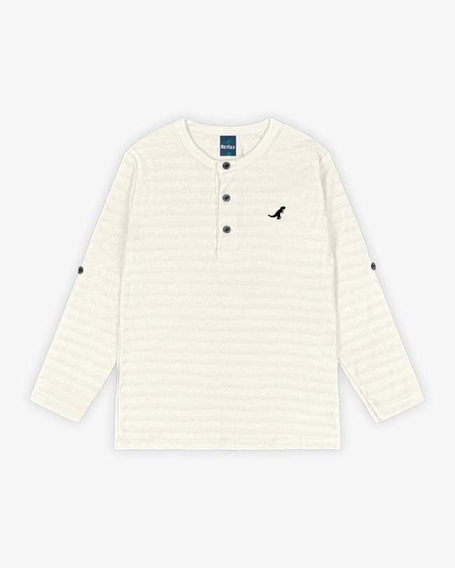 Camiseta Infantil Masculina Manga Longa com Botões - ReiRex - Natural-fc397521-571d-4831-9c92-7820b2d15a03