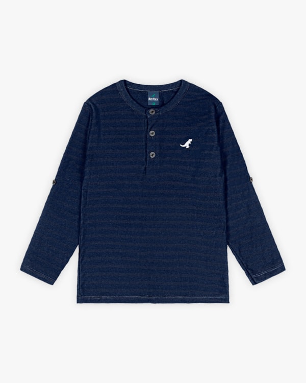 Camiseta Infantil Masculina Manga Longa com Botões - ReiRex - Oxford