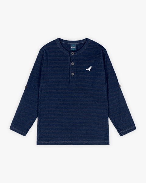 Camiseta Infantil Masculina Manga Longa com Botões - ReiRex - Oxford