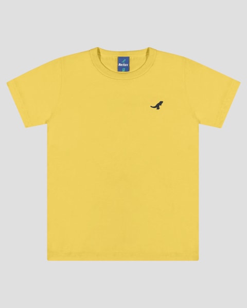 Camiseta Infantil Menino Básica com Manga Curta ReiRex Amarelo