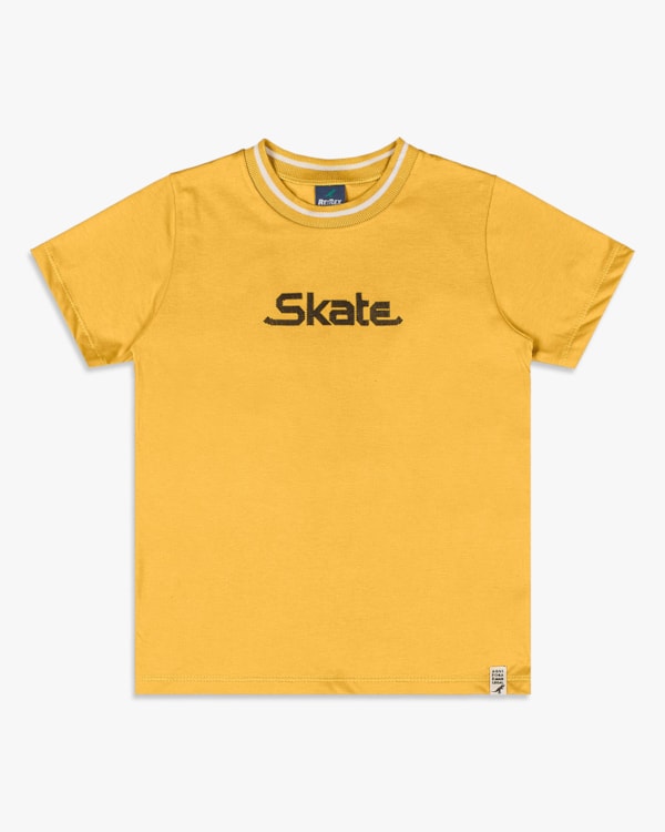 Camiseta Infantil Menino com Estampa 3D - ReiRex - Mostarda