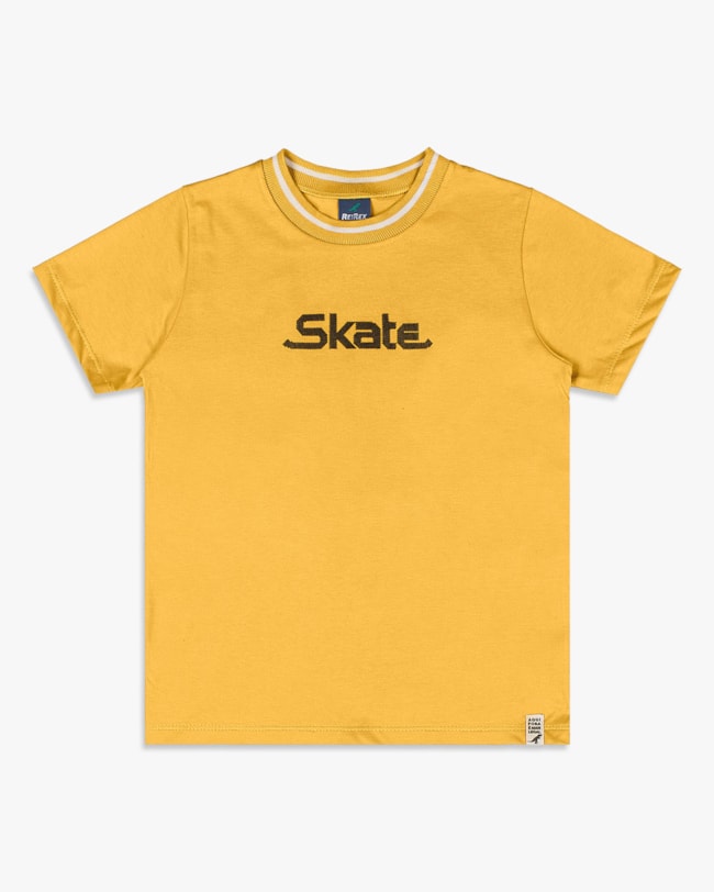 Camiseta Infantil Menino com Estampa 3D - ReiRex - Mostarda-0fddeca9-565e-480b-b336-b067165810c5