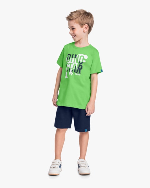 Camiseta Infantil Menino com Estampa Dinossauro - ReiRex - Pistache