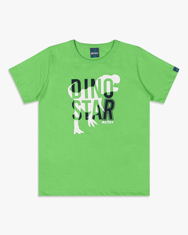 Camiseta Infantil Menino com Estampa Dinossauro - ReiRex - Pistache