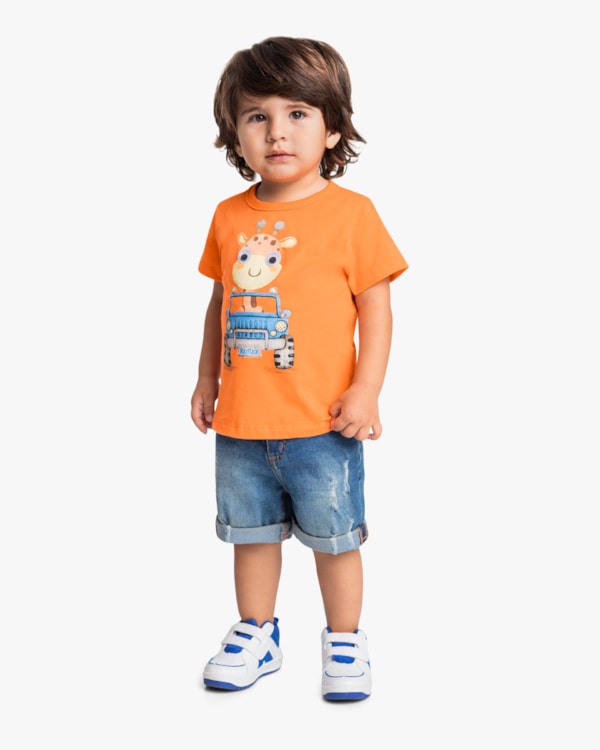 Camiseta Infantil Menino com Estampa Girafa - ReiRex - Nectarine