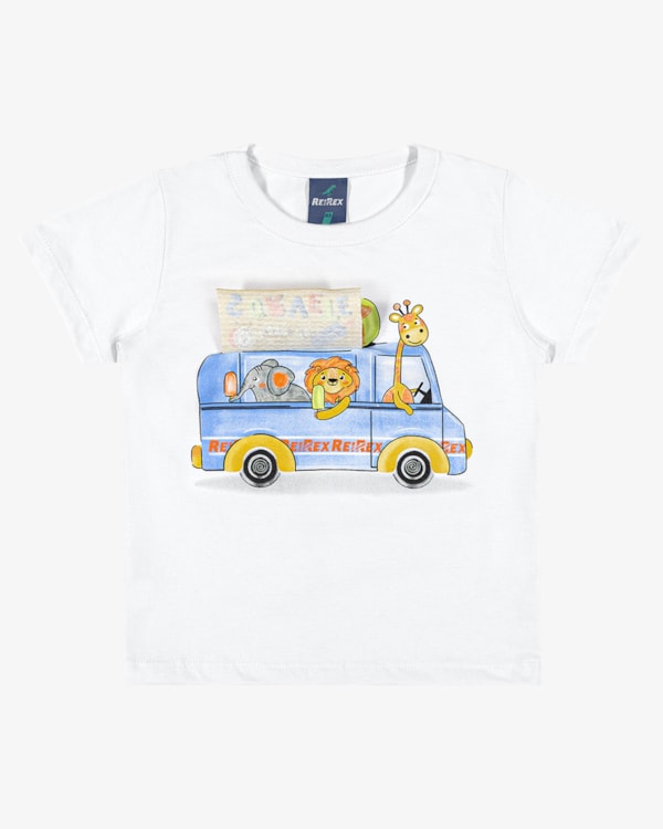 Camiseta Infantil Menino com Estampa Interativa – ReiRex – Branco
