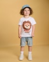 Camiseta Infantil Menino com Estampa Leão Interativa - ReiRex - Branco-96be98b2-ab82-4ff2-96dd-b836f6a04917