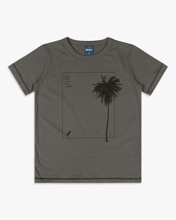 Camiseta Infantil Menino com Estampa Palmeira- ReiRex - Dark Gray-12