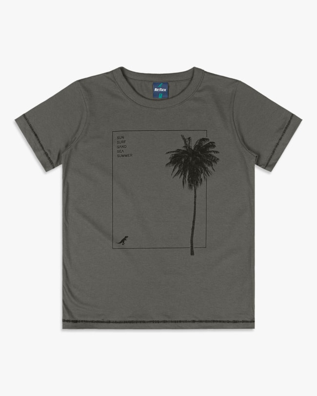 Camiseta Infantil Menino com Estampa Palmeira- ReiRex - Dark Gray-12-f3542457-44f5-4474-a5f4-1308226f0d81