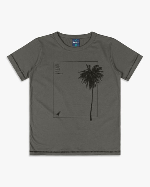 Camiseta Infantil Menino com Estampa Palmeira- ReiRex - Dark Gray