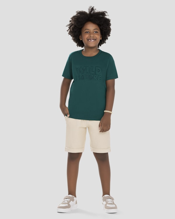 Camiseta Infantil Menino com Estampa Relevo ReiRex Verde
