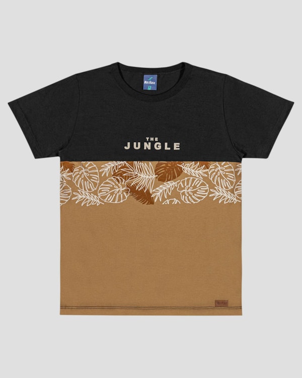 Camiseta Infantil Menino com Estampa Tropical ReiRex PRETO