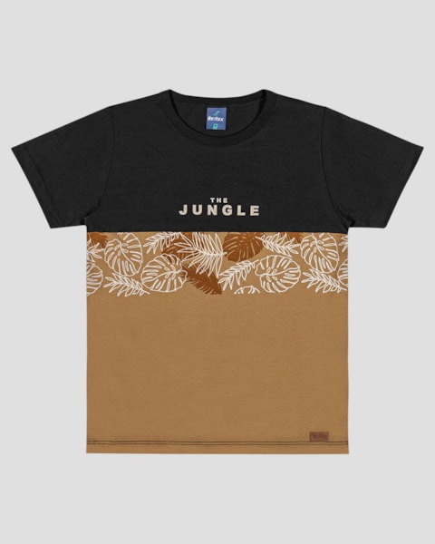 Camiseta Infantil Menino com Estampa Tropical ReiRex PRETO