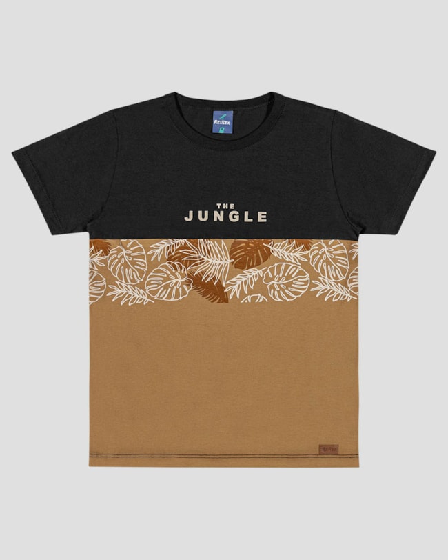 Camiseta Infantil Menino com Estampa Tropical ReiRex PRETO-315fcaa9-652c-43ee-9408-f8e08d6b2769