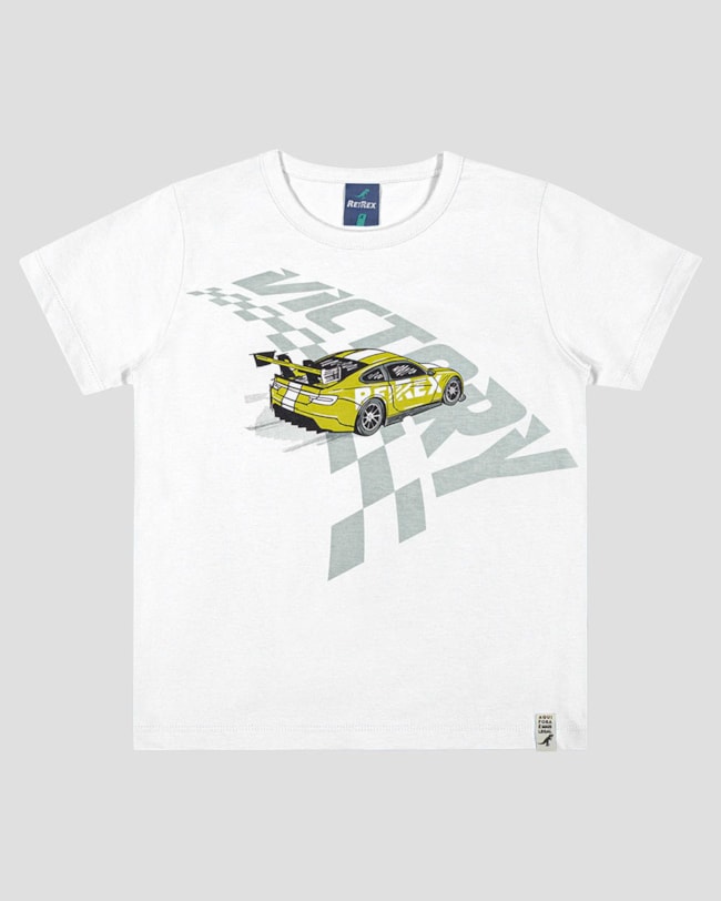 Camiseta Infantil Menino em Malha Estampa Carro ReiRex Branco-9a18b8a6-5e39-4740-a680-f125e98749ea