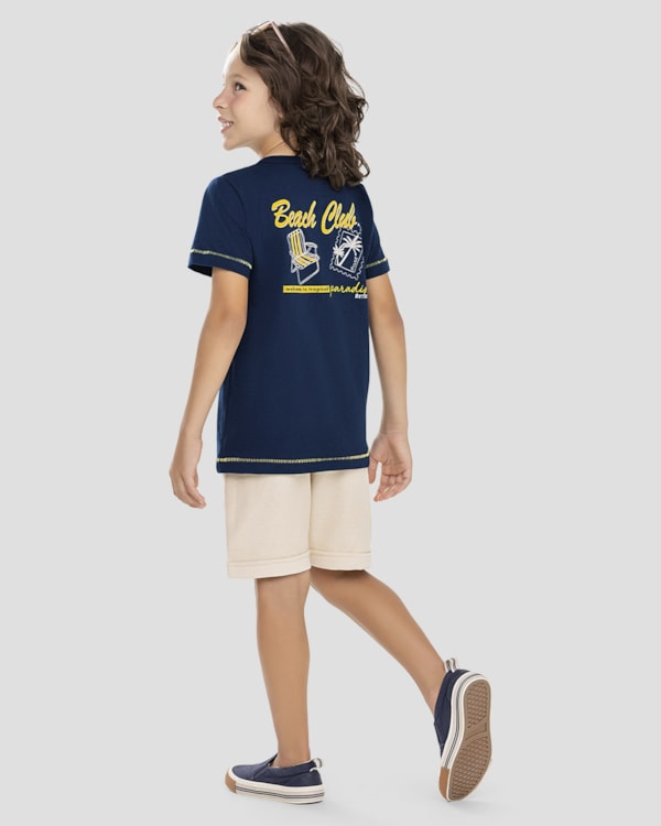 Camiseta Infantil Menino em Meia Malha com Estampa ReiRex Azul