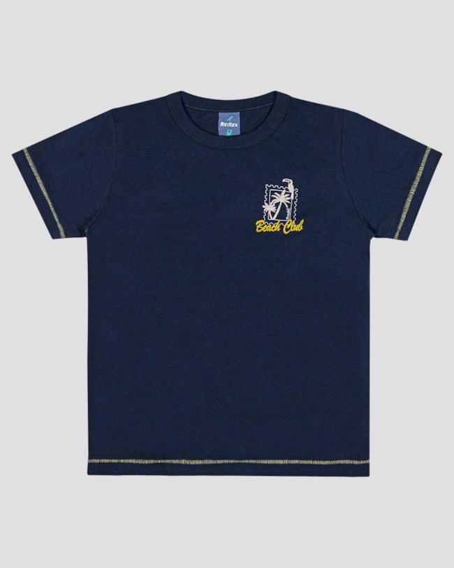 Camiseta Infantil Menino em Meia Malha com Estampa ReiRex Azul-24ce6e1d-1ab8-4c0b-8d5b-0a368569d8c7