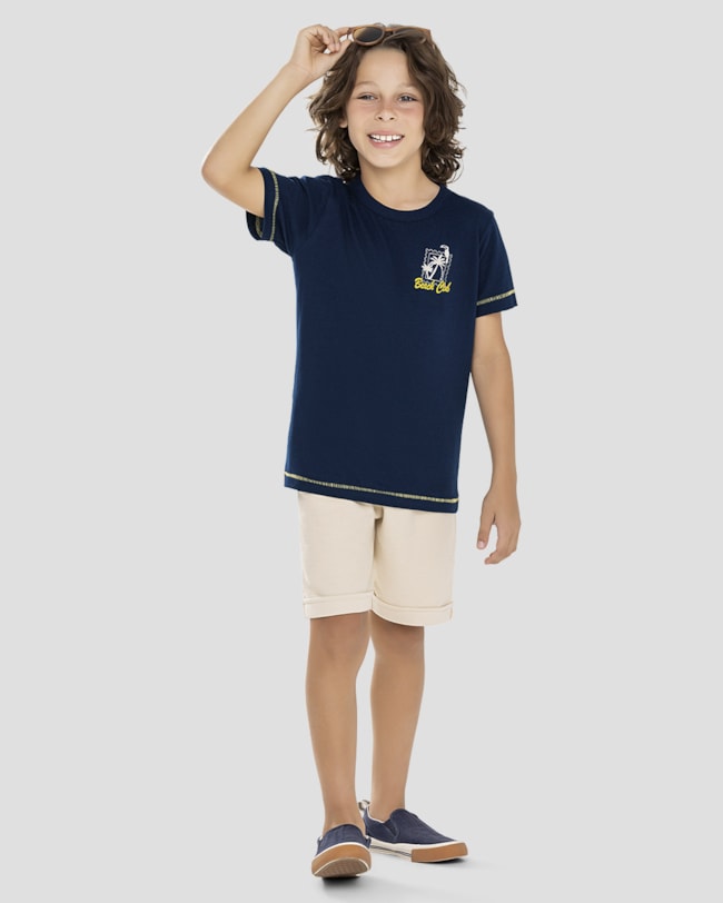 Camiseta Infantil Menino em Meia Malha com Estampa ReiRex Azul-ec2a8749-c5cd-4467-aabc-c471222c1346