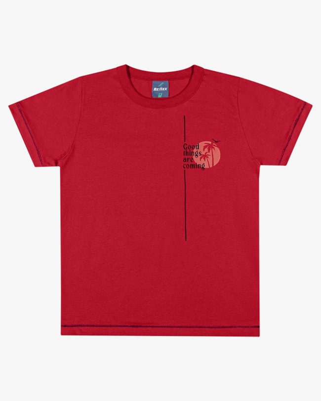 Camiseta Infantil Menino em Meia Malha com Estampa - ReiRex - Tomato-80672935-8bc0-4b80-89c2-b0273c4e56dc