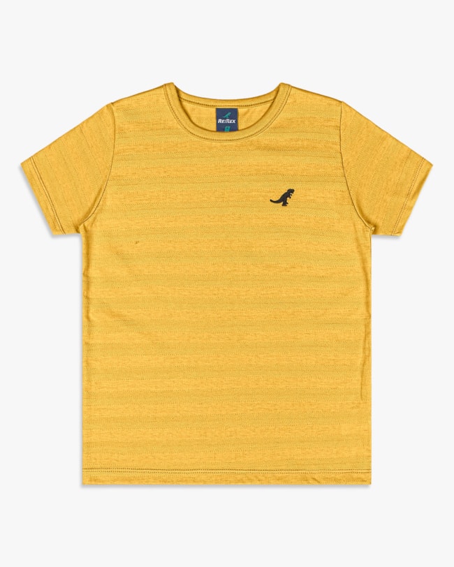 Camiseta Infantil Menino Manga Curta em Meia Malha - ReiRex - Mostarda-04876c56-a768-4b48-b400-513f9e333a9d