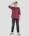 Camiseta Infantil Menino Manga Longa Ajustável - ReiRex - Bordô-74950ea8-44ee-4f23-ba6a-b1a76251076a