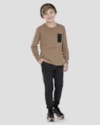 Camiseta Infantil Menino Manga Longa com Bolso - ReiRex - Marrom-d6bb7dd7-2f5e-4ca2-add6-0da22b865128