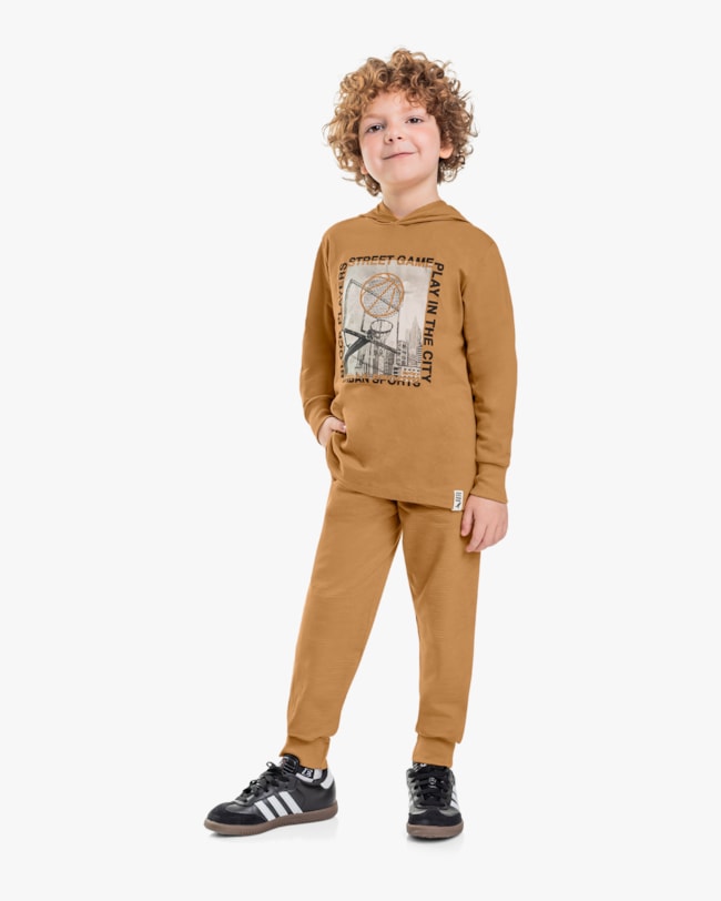 Camiseta Infantil Menino Manga Longa com Capuz - ReiRex - Gengibre-c21980bc-e4d2-47c1-93e1-879d71e084d7