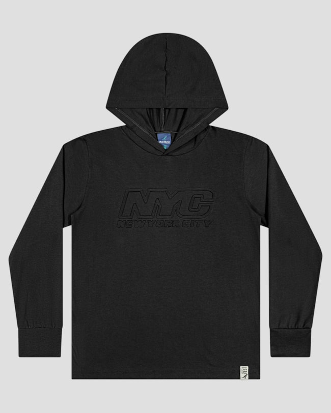 Camiseta Infantil Menino Manga Longa com Capuz - ReiRex - Preto-8722550e-28a3-4baa-b670-a856bf79756e