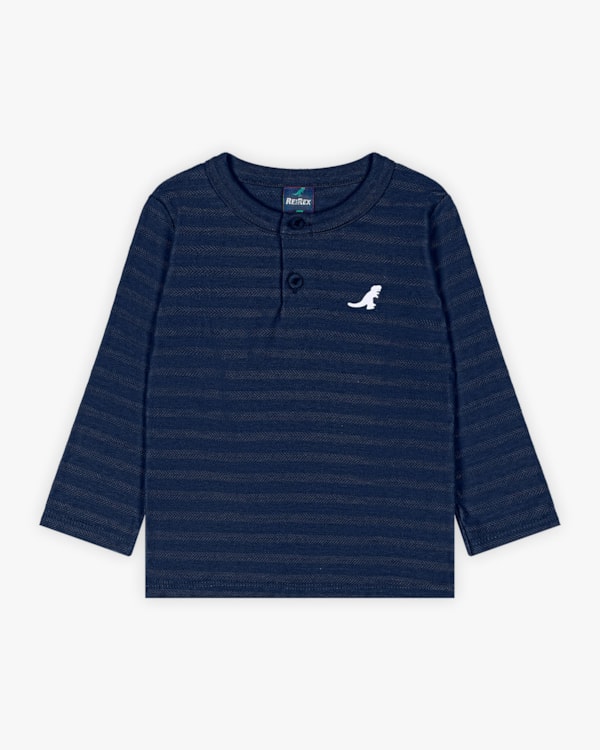 Camiseta Infantil Menino Manga Longa em Algodão - ReiRex - Azul