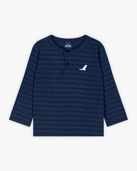 Camiseta Infantil Menino Manga Longa em Algodão - ReiRex - Azul