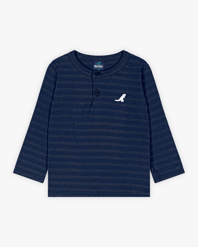Camiseta Infantil Menino Manga Longa em Algodão - ReiRex - Azul-f9e276f5-59f8-4357-bfa3-46bd331a2a56