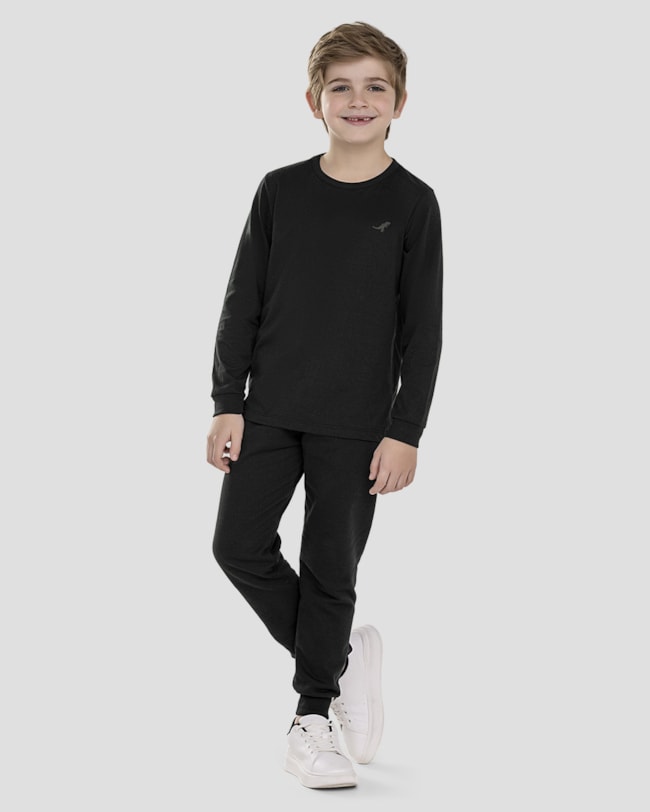 Camiseta Infantil Menino Manga Longa em Meia Malha - ReiRex - Preto-d9d82665-3ba4-4411-9aa2-62471656a9b8