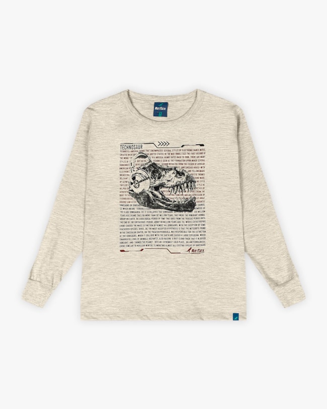 Camiseta Infantil Menino Manga Longa Estampa Dinossauro - ReiRex - Mescla-eec4af45-daf2-44e3-a348-8b76cb25b011