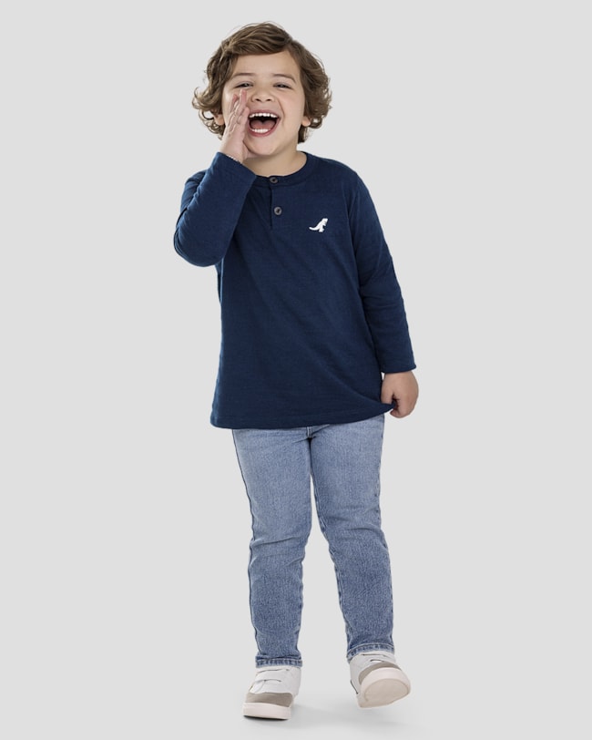 Camiseta Infantil Menino Manga Longa Malha Trabalhada - ReiRex - Azul-facd00bc-eb86-4a34-a8b5-9461b9486408