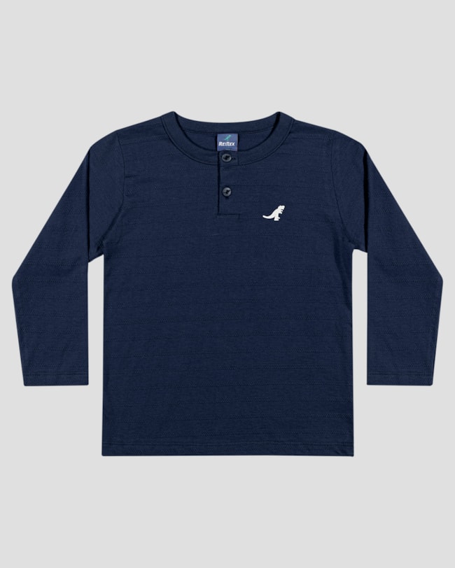 Camiseta Infantil Menino Manga Longa Malha Trabalhada - ReiRex - Azul-f3bec871-7de3-409d-8297-b13963c52633