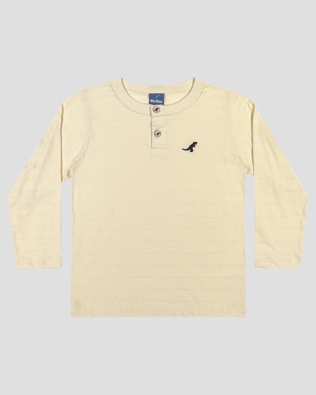 Camiseta Infantil Menino Manga Longa Malha Trabalhada - ReiRex - Bege-824565a6-c123-46fa-b69d-02655f0948fc