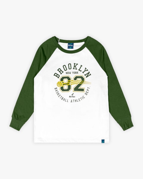 Camiseta Infantil Menino Manga Longa Raglan - ReiRex - Branco