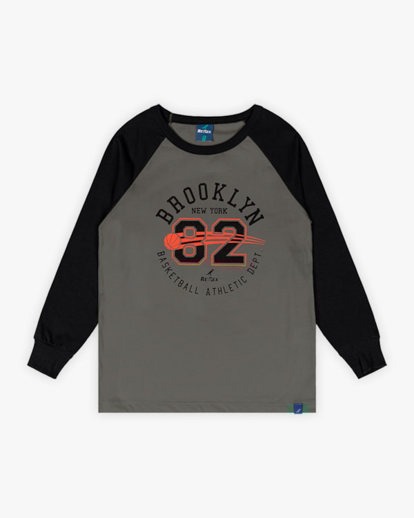 Camiseta Infantil Menino Manga Longa Raglan - ReiRex - Mescla