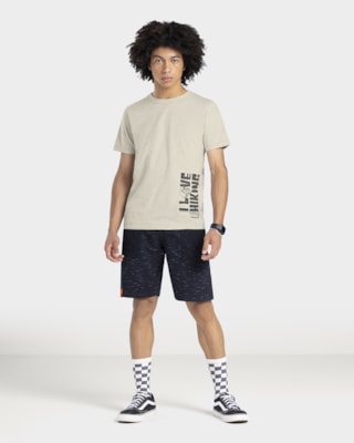 Camiseta Juvenil em Meia Malha com Estampa Lateral - BaseD - Mescla