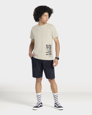 Camiseta Juvenil em Meia Malha com Estampa Lateral - BaseD - Mescla