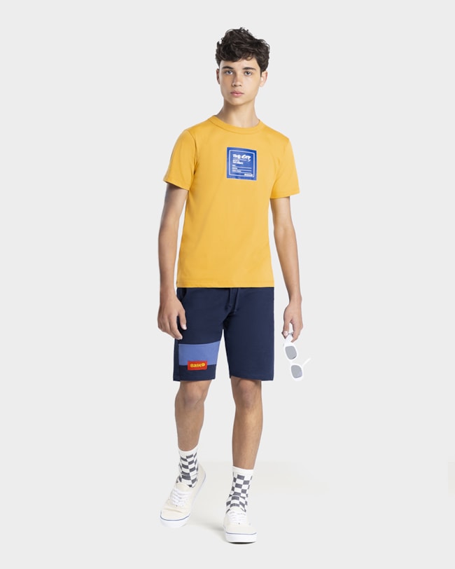 Camiseta Juvenil em Meia Malha Estampa Frontal - BaseD - Mostarda-fdf2542d-c3c1-4709-ba1b-9cc3cc5cf1ec