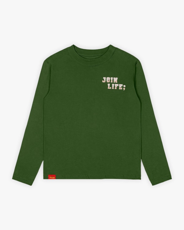 Camiseta Juvenil Feminina com Manga Longa em Meia Malha - BaseD - Militar