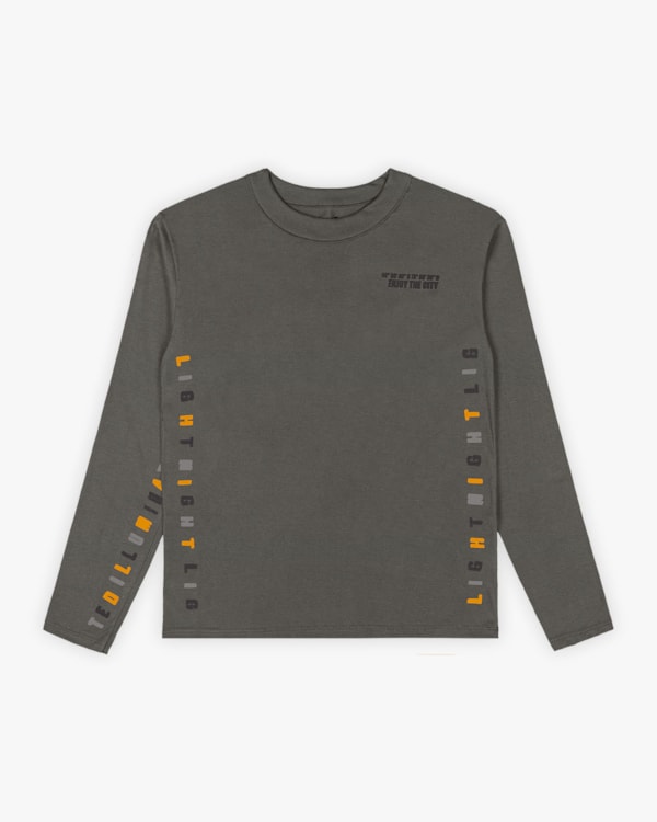 Camiseta Juvenil Manga Longa Masculina com Estampa Relevo - BaseD - Cinza