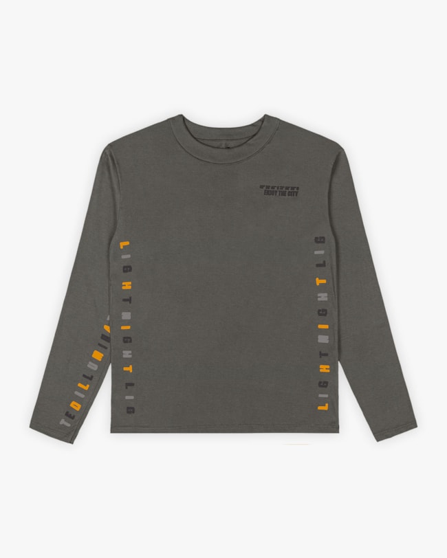 Camiseta Juvenil Manga Longa Masculina com Estampa Relevo - BaseD - Cinza-a66be43c-cd2b-463d-b231-b8ff043c22d3