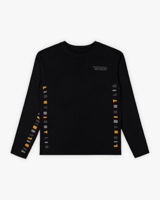 Camiseta Juvenil Manga Longa Masculina com Estampa Relevo - BaseD - Preto