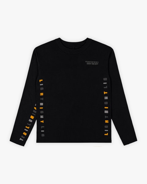 Camiseta Juvenil Manga Longa Masculina com Estampa Relevo - BaseD - Preto