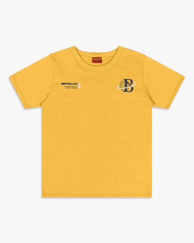 Camiseta Juvenil Masculina com Estampa 3D - BaseD - Mostarda-3468cb13-3527-4c9a-99fa-eb773e4fb475