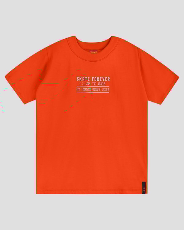 Camiseta Juvenil  Masculina em Malha com Estampa BaseD Laranja